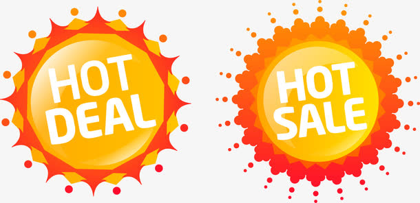 超促海报橙色促销标签免抠