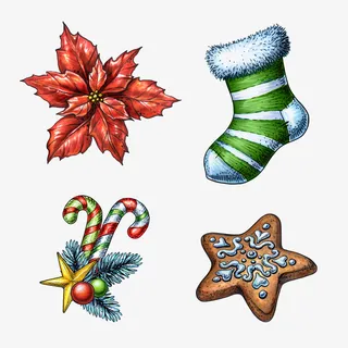 手绘圣诞装饰品免抠