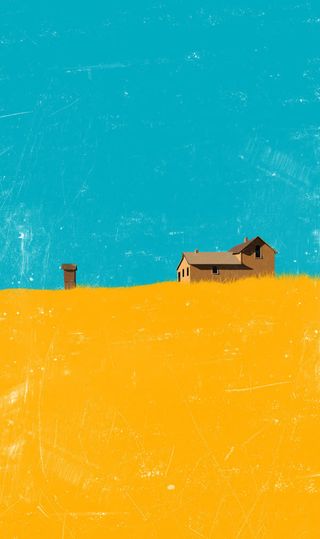 卡通原野上的房子海报背景免抠背景卡通/手绘元素