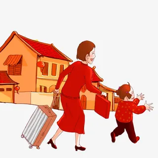 春运回家快乐的人物免抠