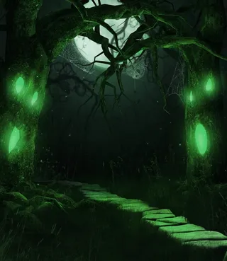 魔幻绿色森林背景高清