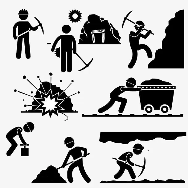 矿工黄金矿工工人海报素材免抠