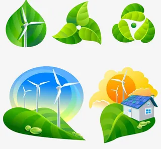 绿色树叶风车免抠