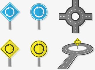 环形交通枢纽道路及路标免抠