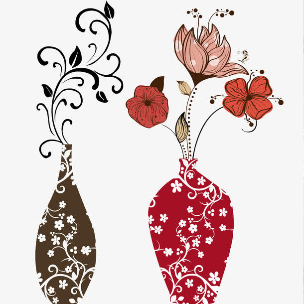 手绘花瓶免抠