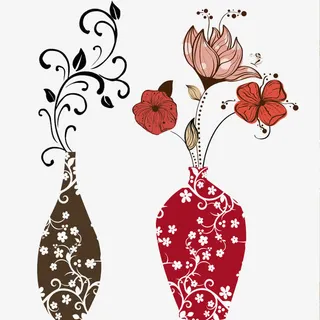 手绘花瓶免抠