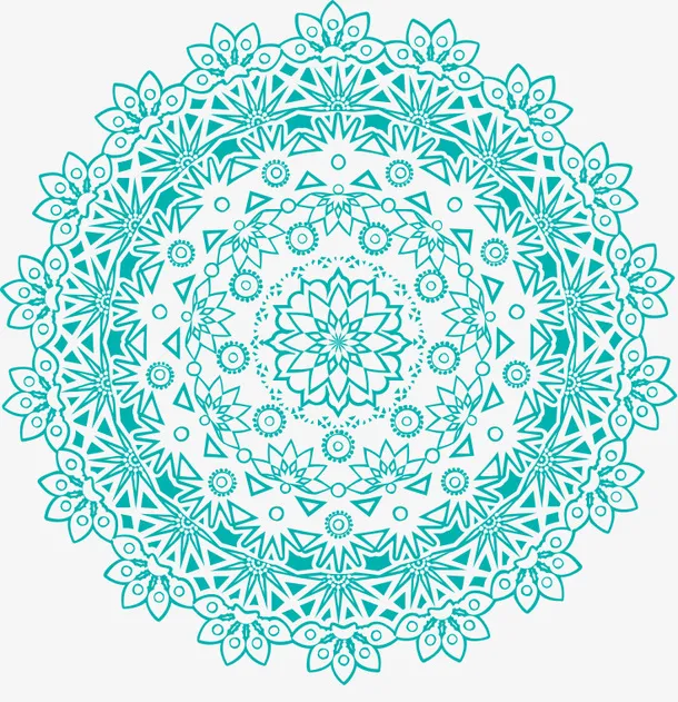 手绘小清新蓝色花环免抠