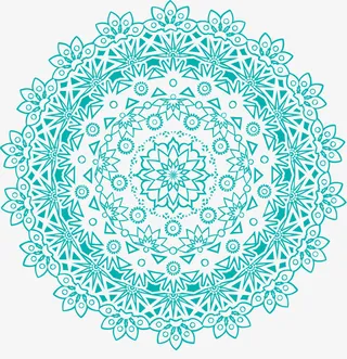 手绘小清新蓝色花环免抠