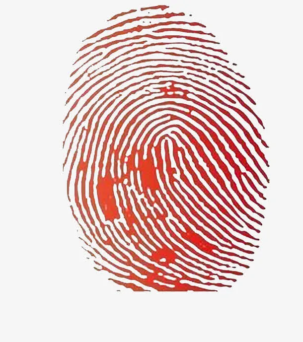红色指纹识别二维码矢量免抠