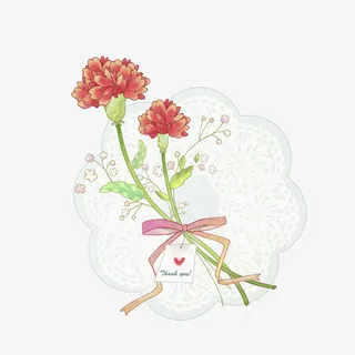 手绘水彩康乃馨装饰图案免抠