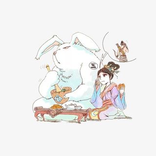 卡通嫦娥后羿玉兔免抠