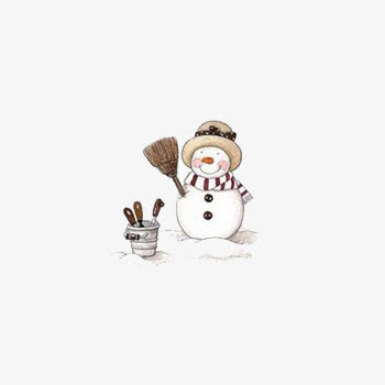 插着扫把的雪人免抠