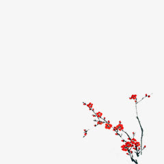 红色梅花玫瑰花免抠