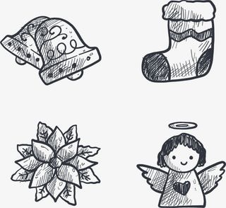 四个圣诞节元素免抠