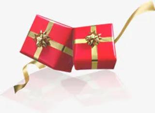 中秋节红礼盒黄丝带海报免抠