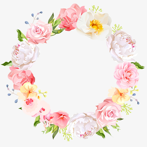 花卉花环手绘插画免抠