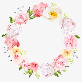 花卉花环手绘插画免抠