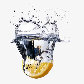 甜橙入水花四溅免抠