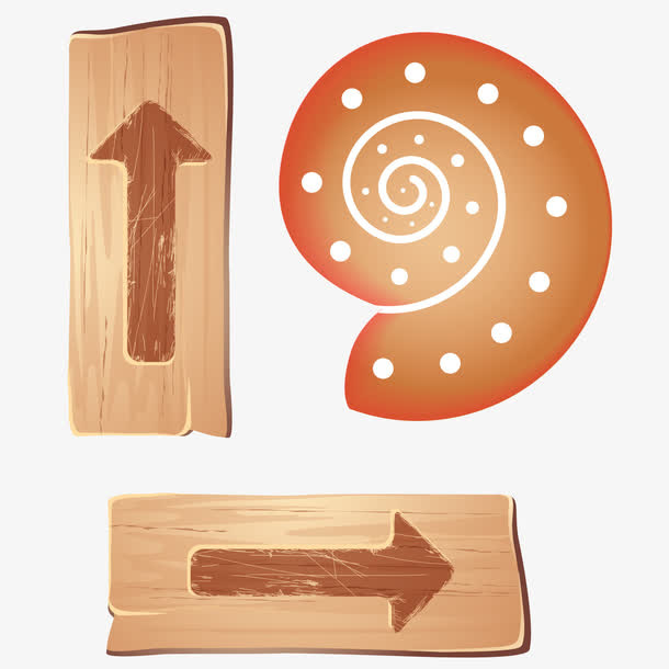 卡通实木箭头指示牌免抠