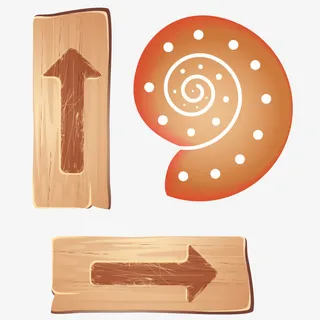 卡通实木箭头指示牌免抠