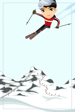 简约扁平卡通冬奥会蓝色背景高清