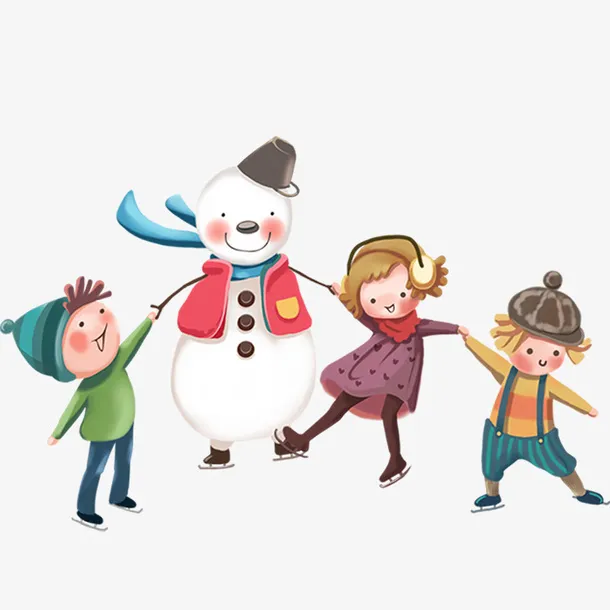 卡通二十四节气孩童雪人元素设计免抠