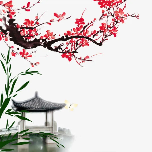 梅花小亭素材免抠