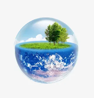 蓝色地球创意合成图免抠