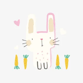 可爱白色小兔子矢量图免抠
