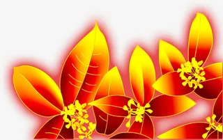 中秋红黄色渐变花朵免抠
