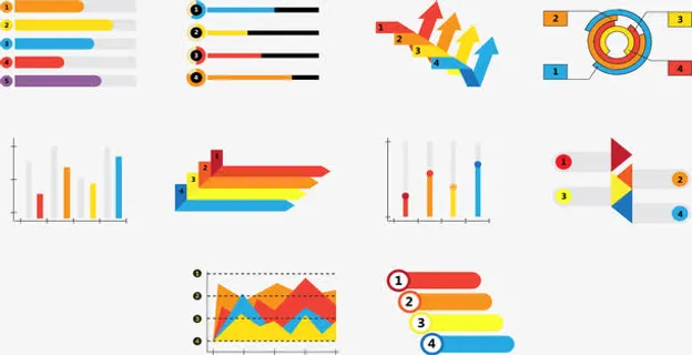 彩色组合信息图表目录免抠