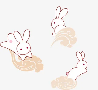 手绘月兔免抠