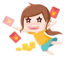 卡通小女孩送红包png素材免抠