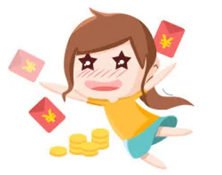 卡通小女孩送红包png素材免抠