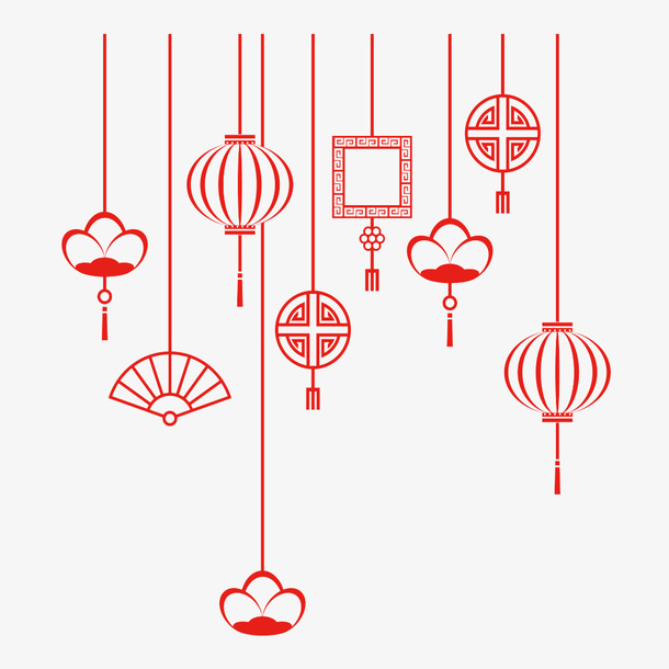 新年装饰灯笼透明素材免抠