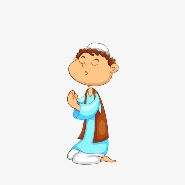 卡通祈祷的阿拉伯男子素材免抠