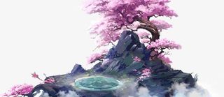 创意风景画水彩梅花效果免抠