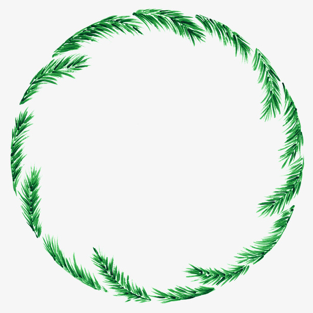 绿叶植物花圈装饰元素免抠
