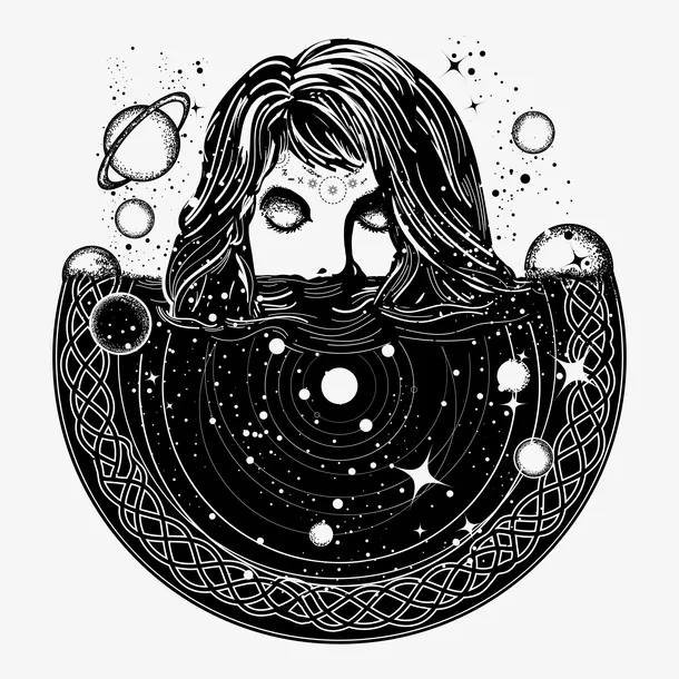 女人黑白花臂图案免抠