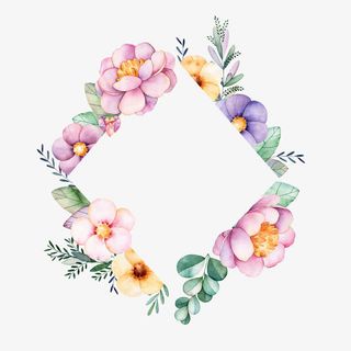 四边形花边框免抠