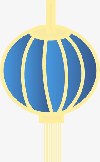 蓝色国潮灯笼免抠