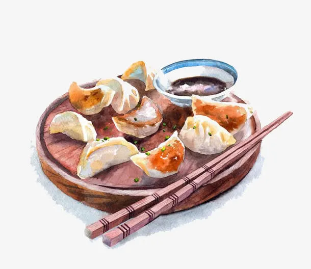 水彩饺子免抠