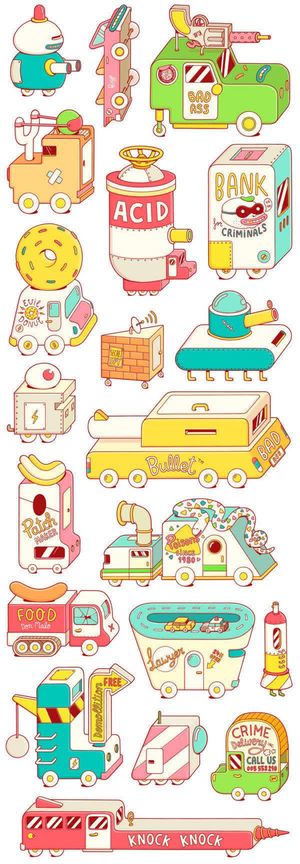 手绘卡通漫画人物武器免抠背景卡通/手绘元素