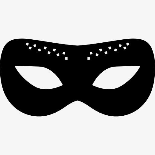 狂欢节面具的黑色圆形图标免抠