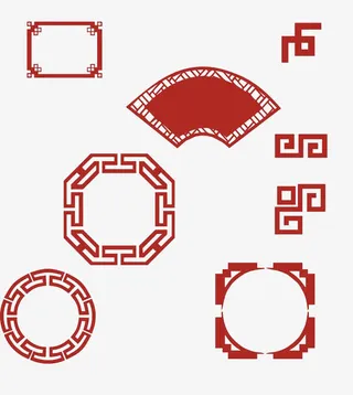 红色中国风素材免抠