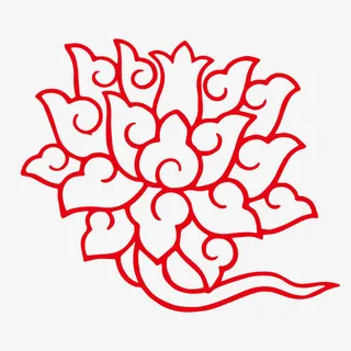 红色线性花朵装饰免抠