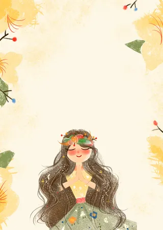 女神节清新手绘海报背景高清