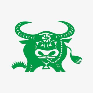 剪纸风格十二生肖牛免抠