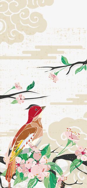 矢量花鸟元素矢量图免抠