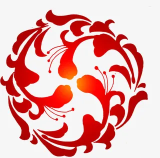 中秋节红色渐变花纹免抠